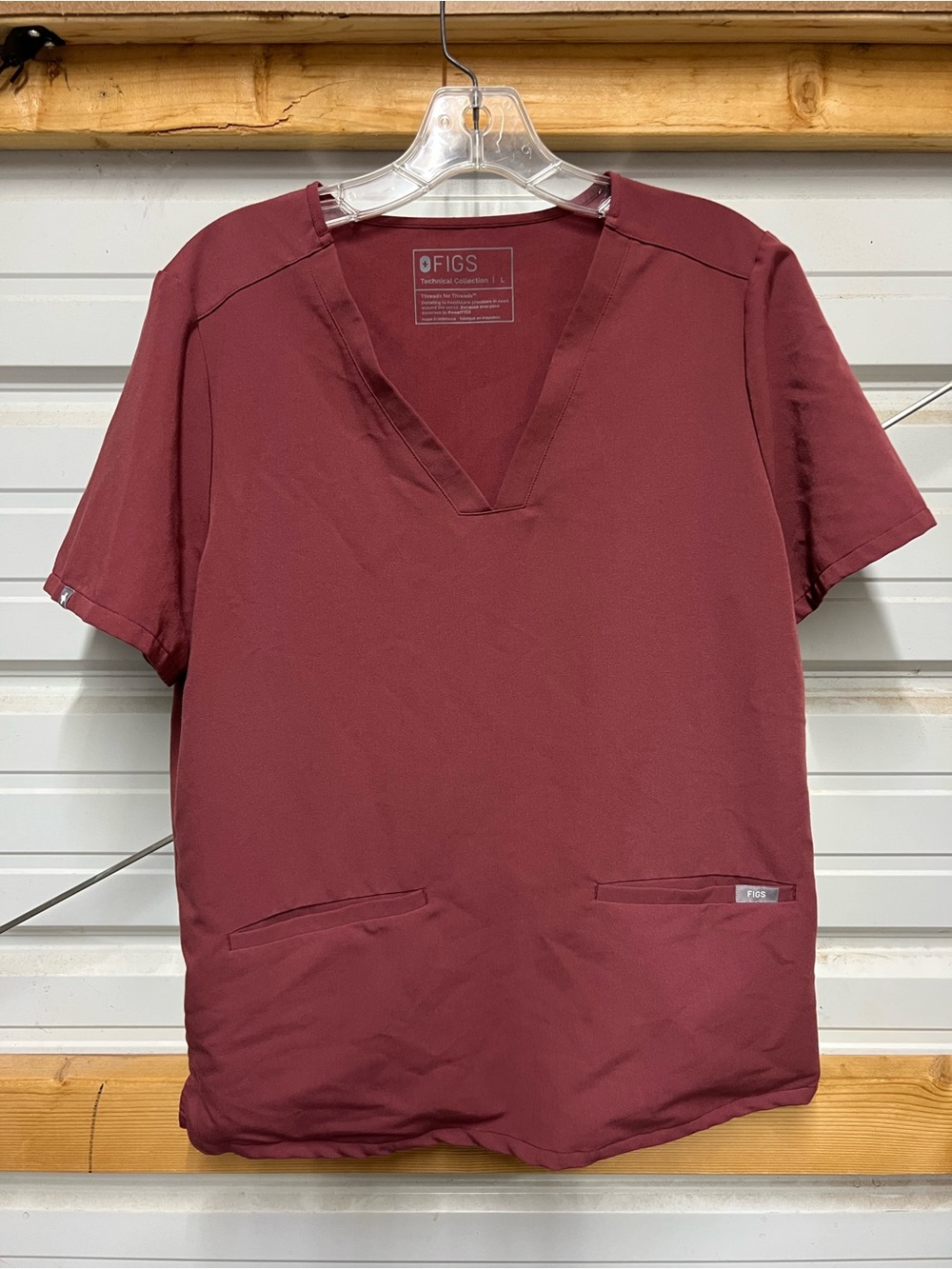 FIGS women’s V-Neck Scrub Top - Burgundy